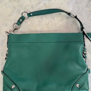 Coach Carly Green Leather Shoulder Bag